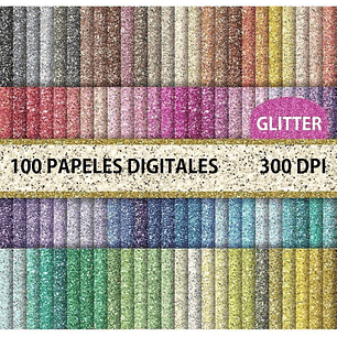 Kit Digital Papeles Glitter X 100 Fondos Brillantes