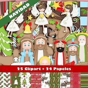 Kit Pesebre Navidad Clipart Imágenes Png Y Papeles Digitales
