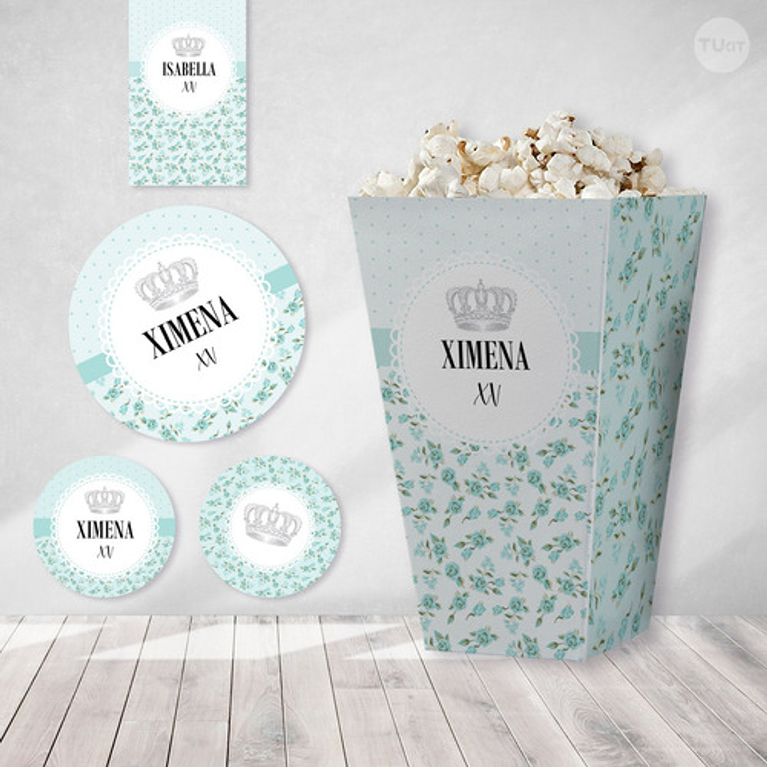Kit Imprimible Coronita Flores Tiffany Candy Bar Tukit 3