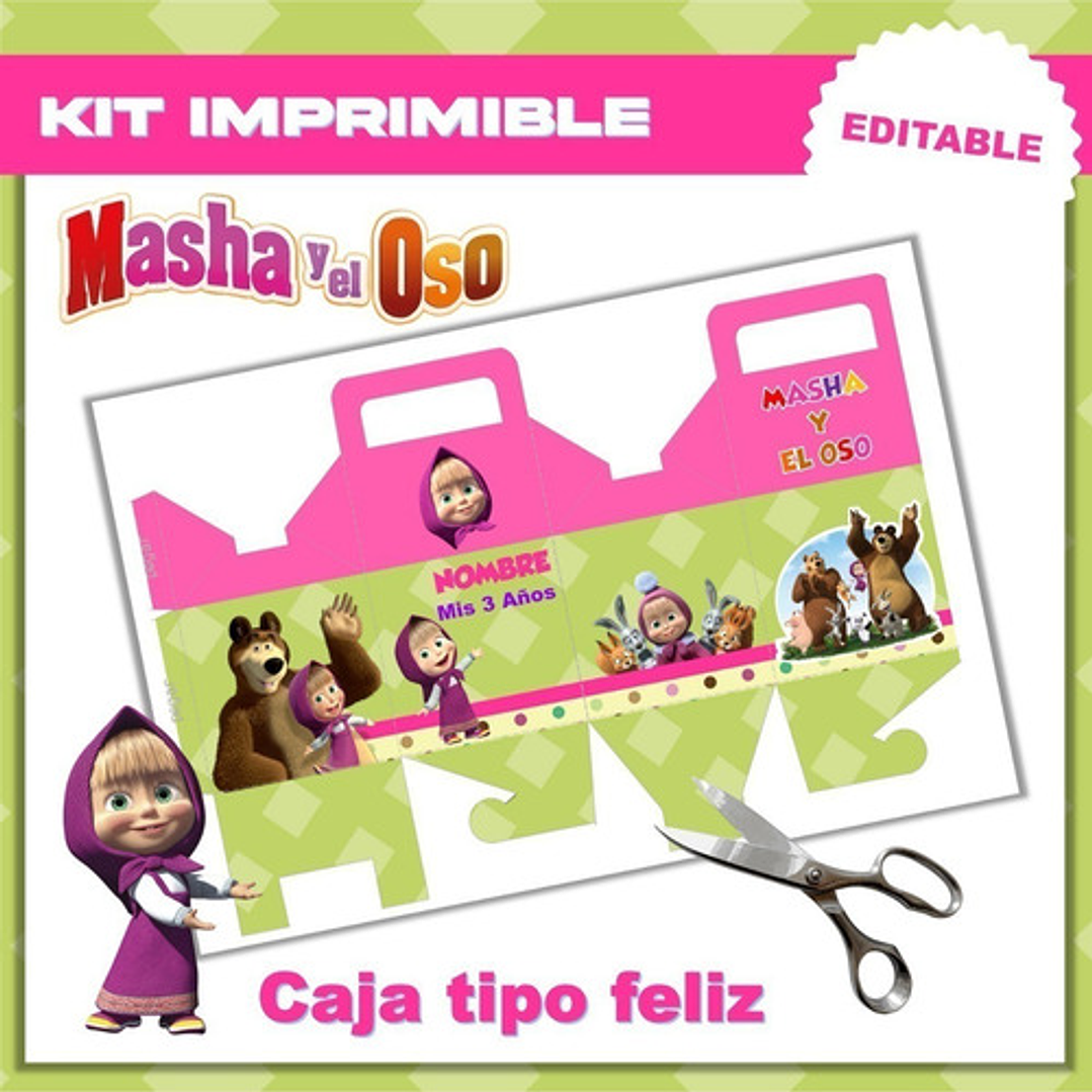 Kit Imprimible Masha Y El Oso Editable Deco Y Candy 6