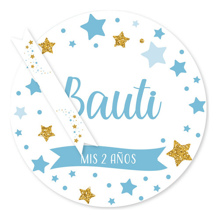 Kit Imprimible Estrellas Glitter Dorado Blanco Celeste Candy 1