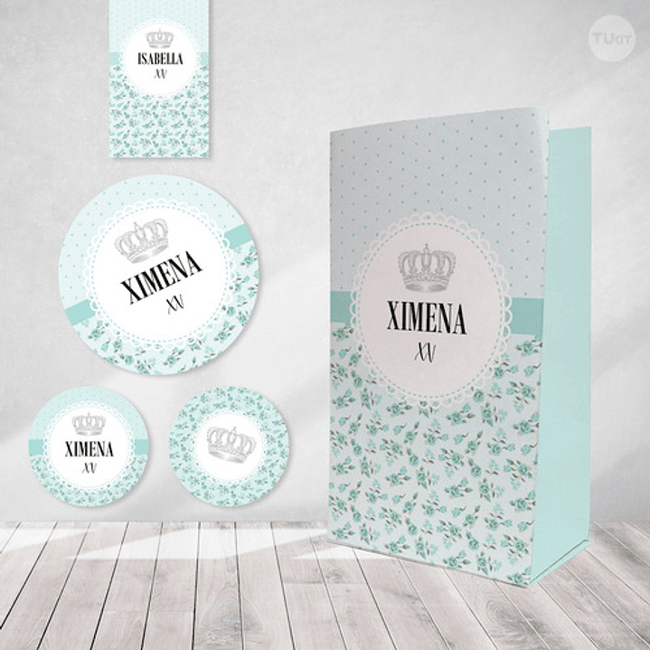 Kit Imprimible Coronita Flores Tiffany Candy Bar Tukit 9