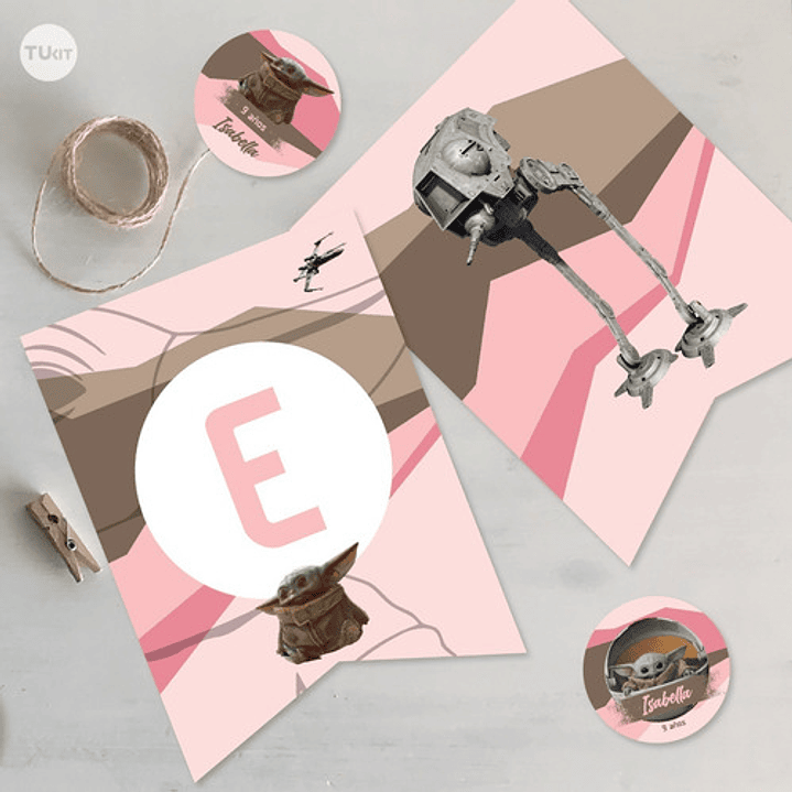 Kit Imprimible Baby Yoda Rosa Tukit 2