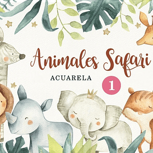 Kit Imágenes Png Cliparts Animales Safari Selva Acuarela 01