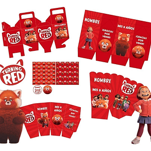 Kit Imprimible Turning Red Editable + Para Colorear