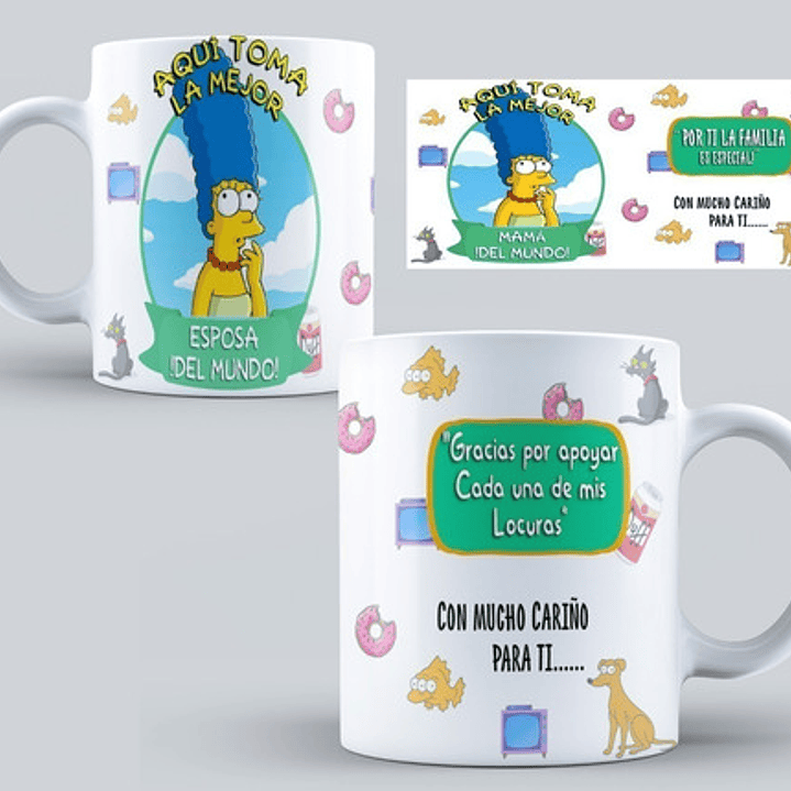 Kit Diseños Plantillas Tazas Los Simpsons Sublimación M2 5