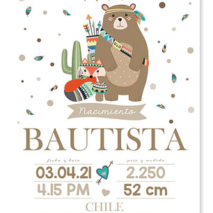 Lamina Carte Bienvenida Personalizada Bosque Tribal Tukit