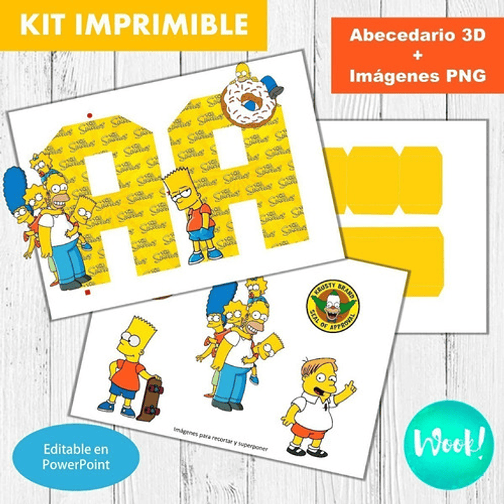 Kit Imprimible Letras 3d Los Simpson Editables 2