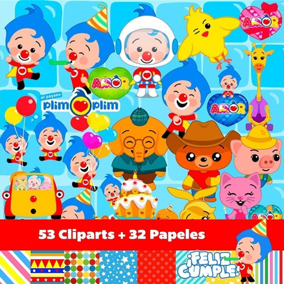 Kit Payaso Plim Plim Clipart Png Y Papeles Digitales 2