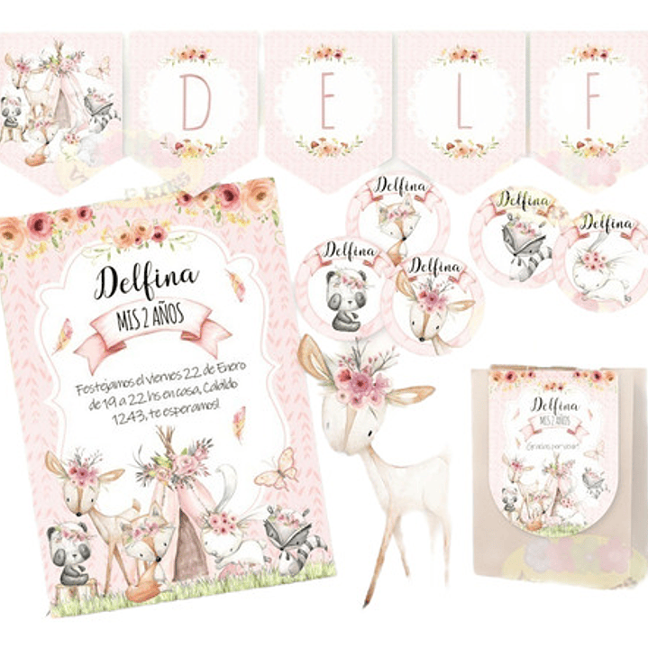 Kit Imprimible Animales Del Bosque Encantado 100% Editable 1