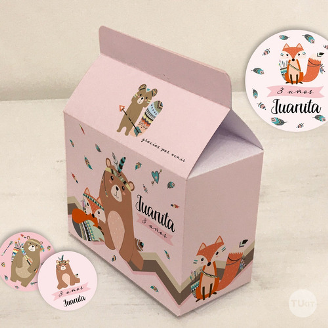 Kit Imprimible Animalitos Del Bosque Tribal Tipi Rosa Tukit 3