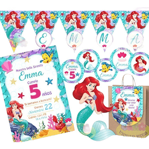 Kit Imprimible La Sirenita Princesa Ariel 100% Editable