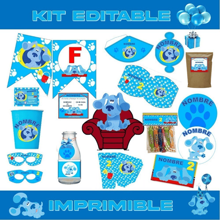Kit De Cumpleaños Las Pistas De Blue Imprimible Editable 2