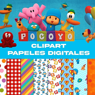 Kit Digital Pocoyó Clipart Png + Papeles Digitales