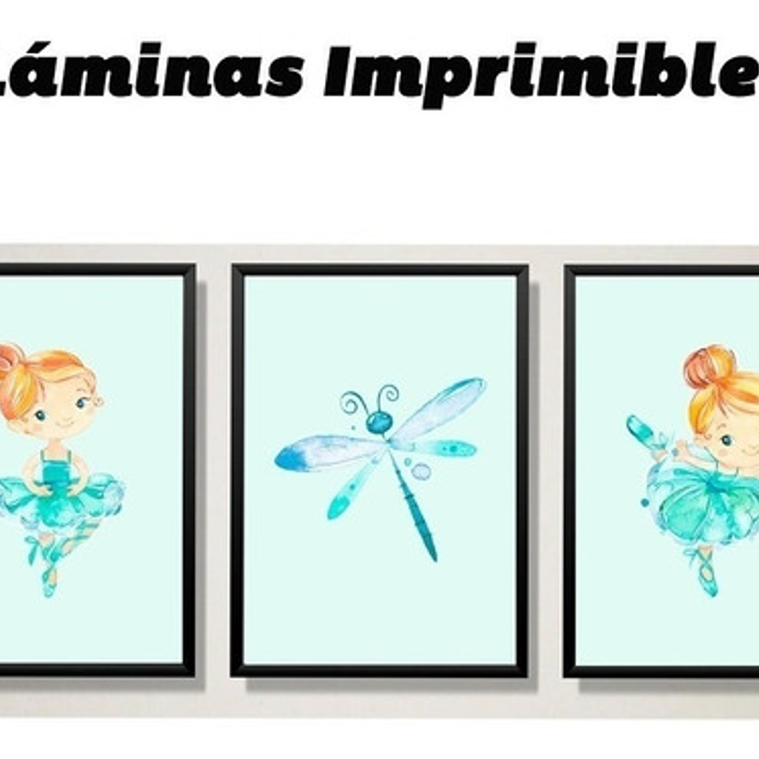 Kit X 6 Láminas Imprimibles Bailarina Verde Agua  5
