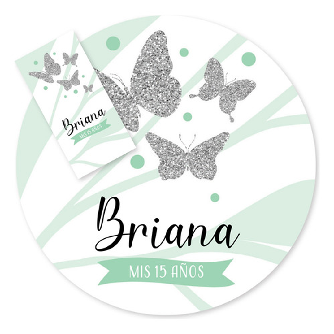 Kit Imprimible Mariposa Mariposas Verde Agua Candy Bar 1