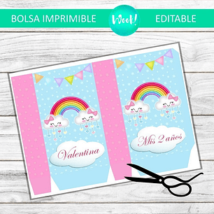 Bolsa Golosinera Imprimible Editable Arcoíris Lluvia De Amor