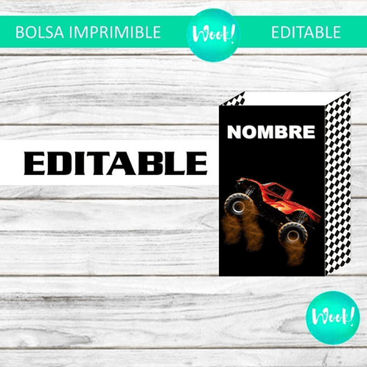Bolsita Golosinera Imprimible Editable De Auto Monster Truck 2