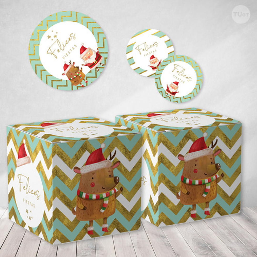 Kit Imprimible Navidad Verde Dorado - Candy Bar Tukit 5