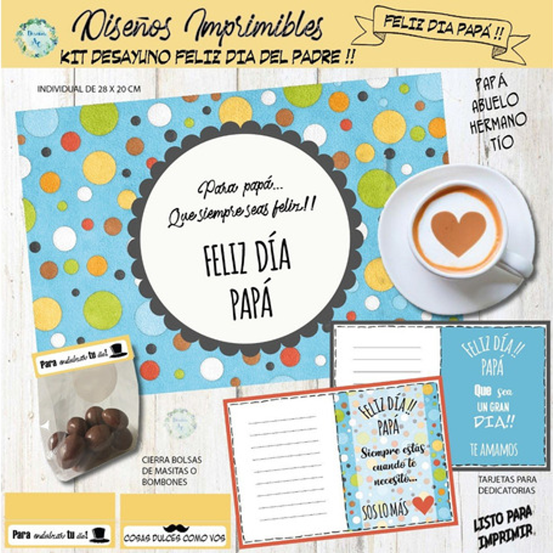 Kit Imprimible Desayuno/merienda Día Del Padre 1