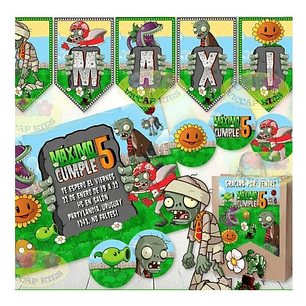 Kit Imprimible Plants Vs Zombies Cumples Candy Bar Editable