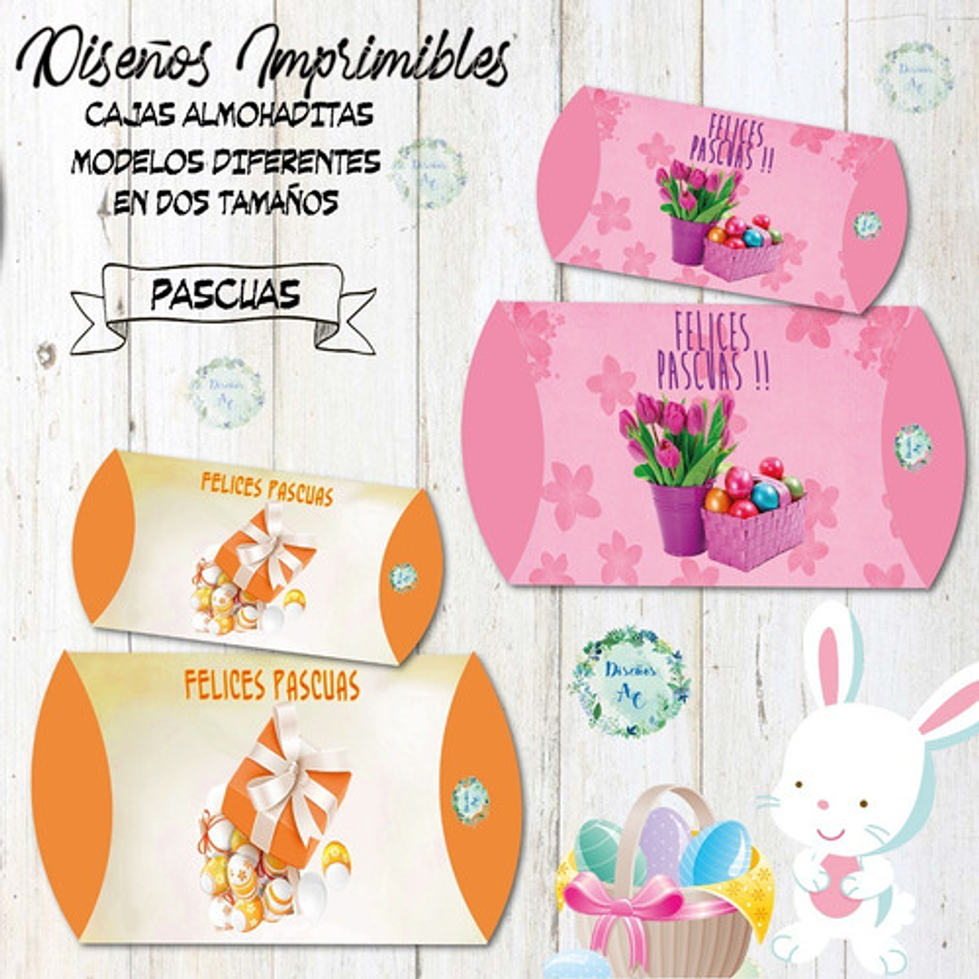 Kit Imprimible Cajas Almohaditas Pascuas 2