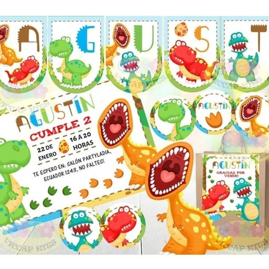 Kit Imprimible Dinosaurios Graciosos Con Candy Bar Editable 1