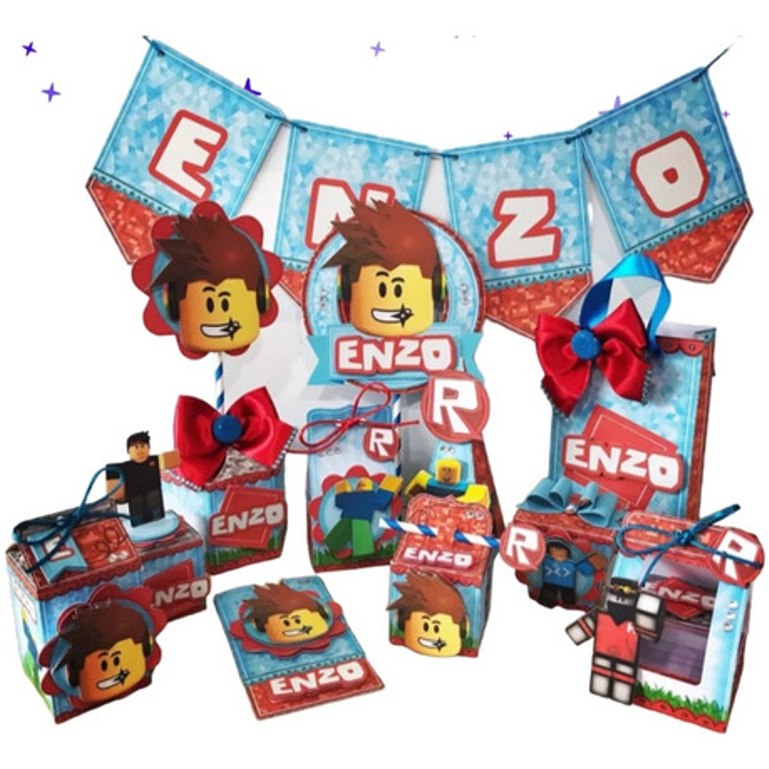 Kit Imprimible Roblox Cajitas Banderines Toppers 1