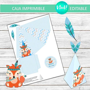 Kit X10 Cajas Imprimibles Carpa Pirámide Animales Nórdicos