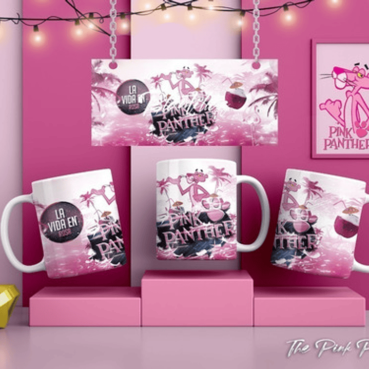 Kit Diseños Plantillas P/ Tazas La Pantera Rosa Sublimación  2