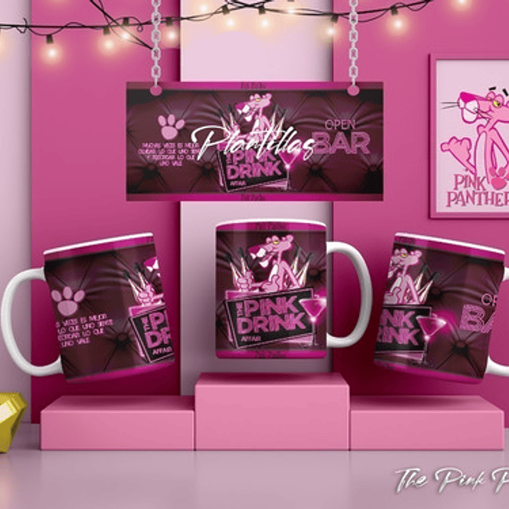 Kit Diseños Plantillas P/ Tazas La Pantera Rosa Sublimación  4