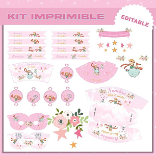 Kit Cumpleaños El Principito Rosa Nena Imprimible Editable 