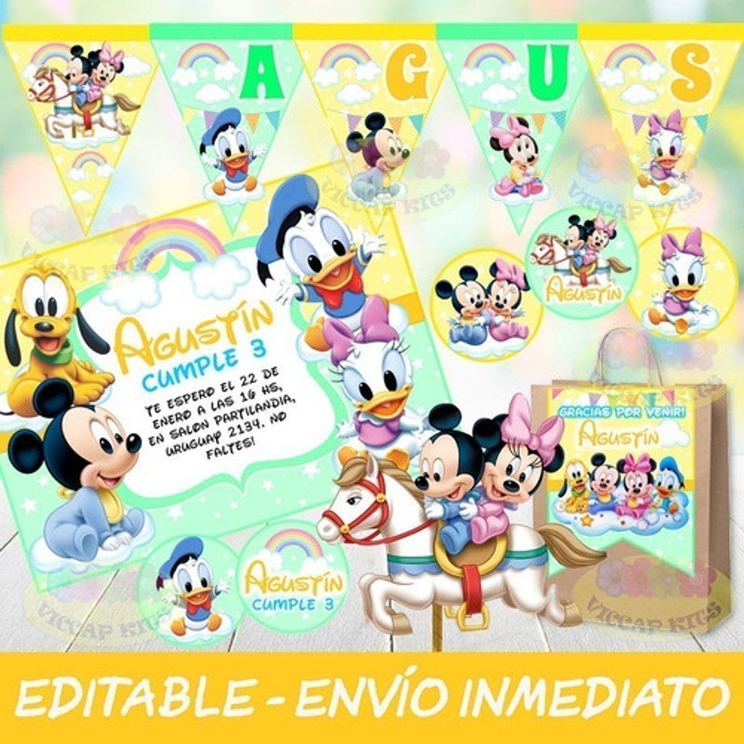 Kit Imprimible Mickey Y Amigos Bebes Cumples Candy Editable 2