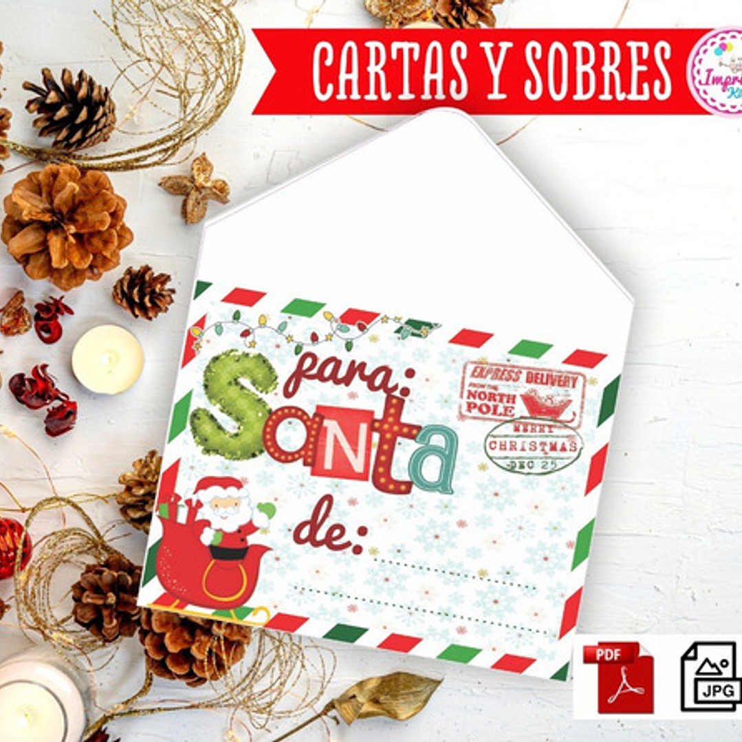 Kit Imprimible Navidad Cartas A Papá Noel Con Sobres 5