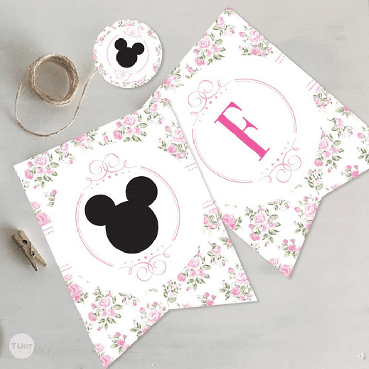 Kit Imprimible Mickey Minnie Flores Editable Tukit 2