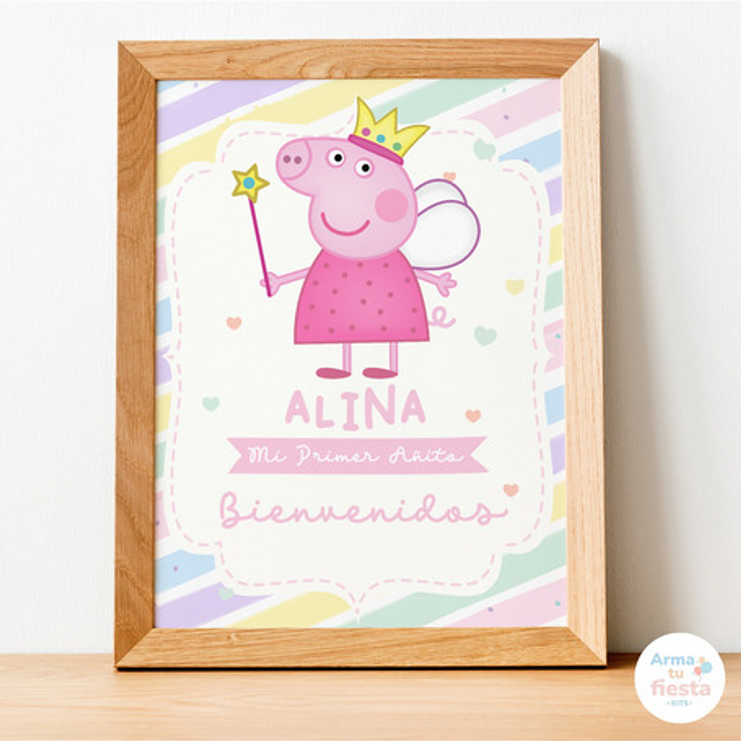 Kit Imprimible Peppa Pig Cumpleaños Fiesta Candybar Editable 8