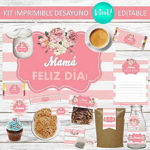 Kit Imprimible Desayuno Merienda Día De La Madre Editable