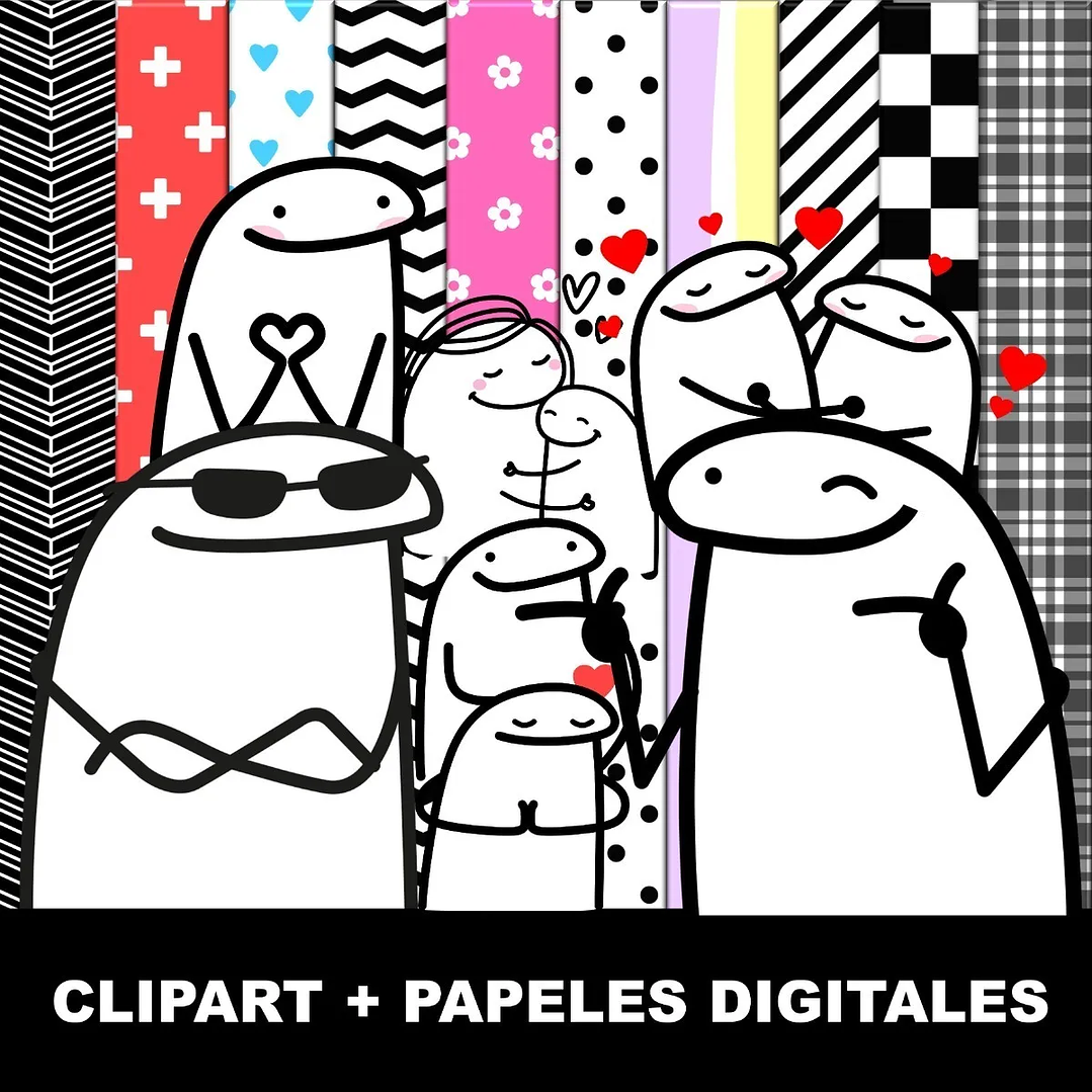 Kit Digital Flork Clipart Imágenes Png + Papeles Digitales 1