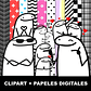 Kit Digital Flork Clipart Imágenes Png + Papeles Digitales - Miniatura 1
