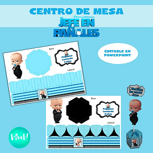 Centro De Mesa Imprimible Jefe En Pañales Caja Hexagonal (1)