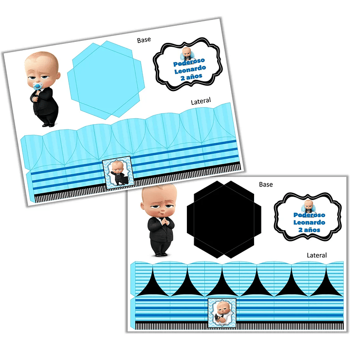 Centro De Mesa Imprimible Jefe En Pañales Caja Hexagonal (1) 2