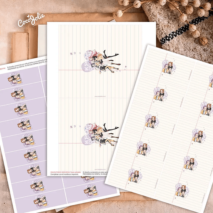 Kit Imprimible Guerras K-pop Pastel Editable en Pdf 8