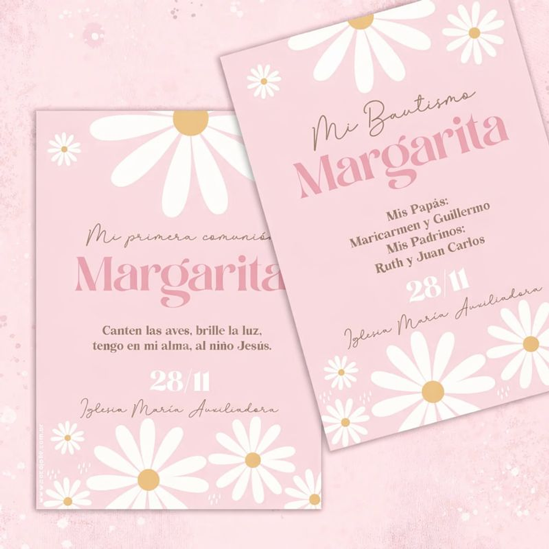 Kit Imprimible Margaritas Rosadas Editable en Pdf 3
