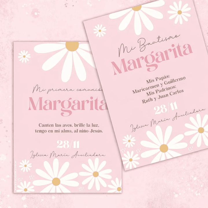 Kit Imprimible Margaritas Rosadas Editable en Pdf 3