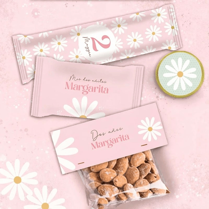 Kit Imprimible Margaritas Rosadas Editable en Pdf 5
