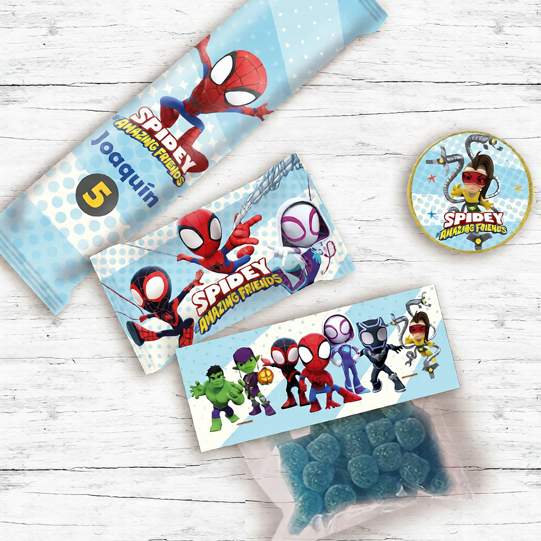 Kit Imprimible Spidey Y Sus Amigos, Hombre Araña, Cumple 3