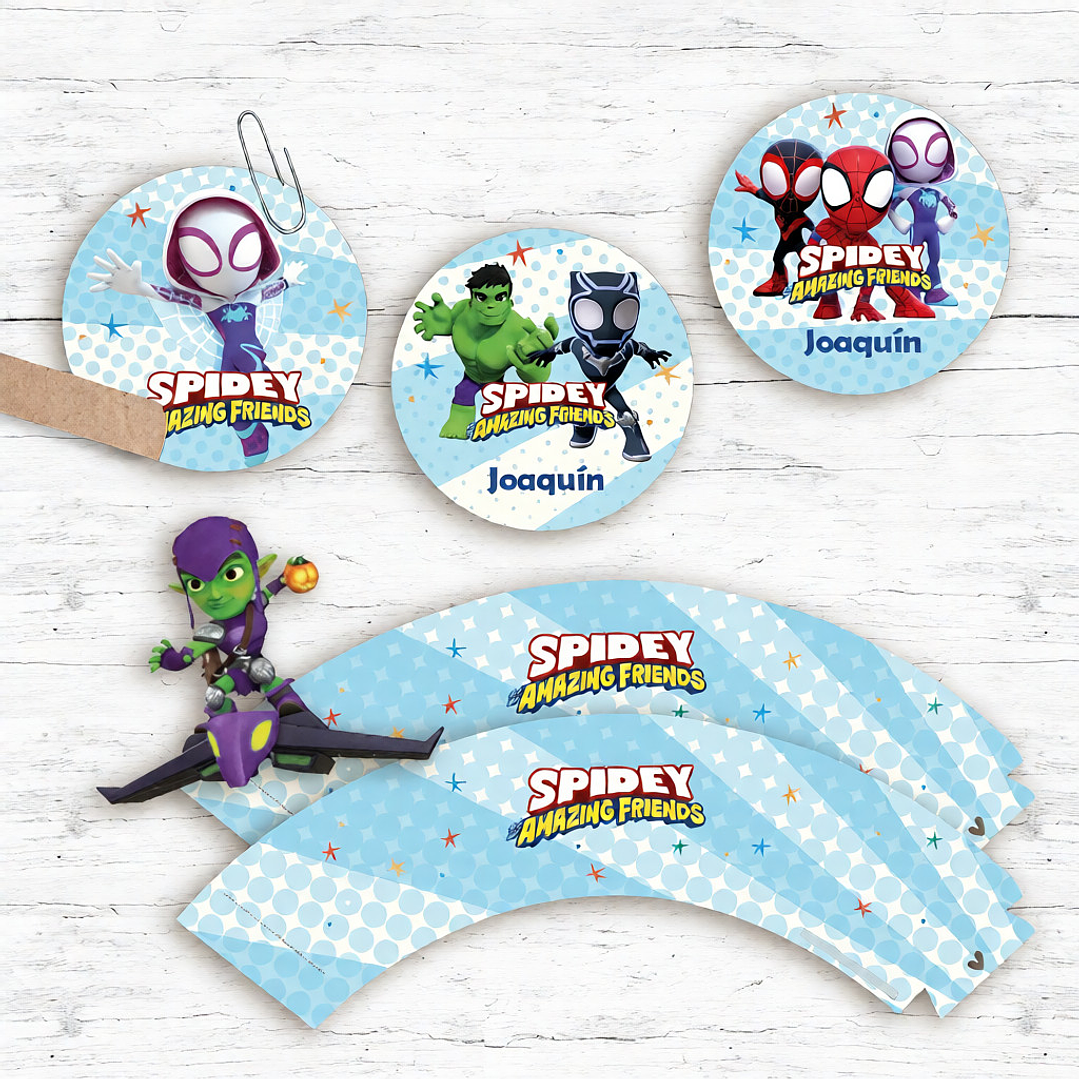 Kit Imprimible Spidey Y Sus Amigos, Hombre Araña, Cumple 5