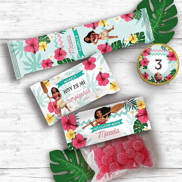 Kit Imprimible Moana Tropical Nena, Editable  4