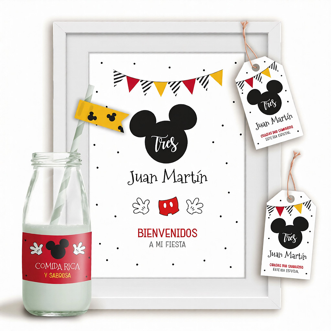 Kit Imprimible Mickey,  Mickey Mouse Cumpleaños Editable Pdf 3