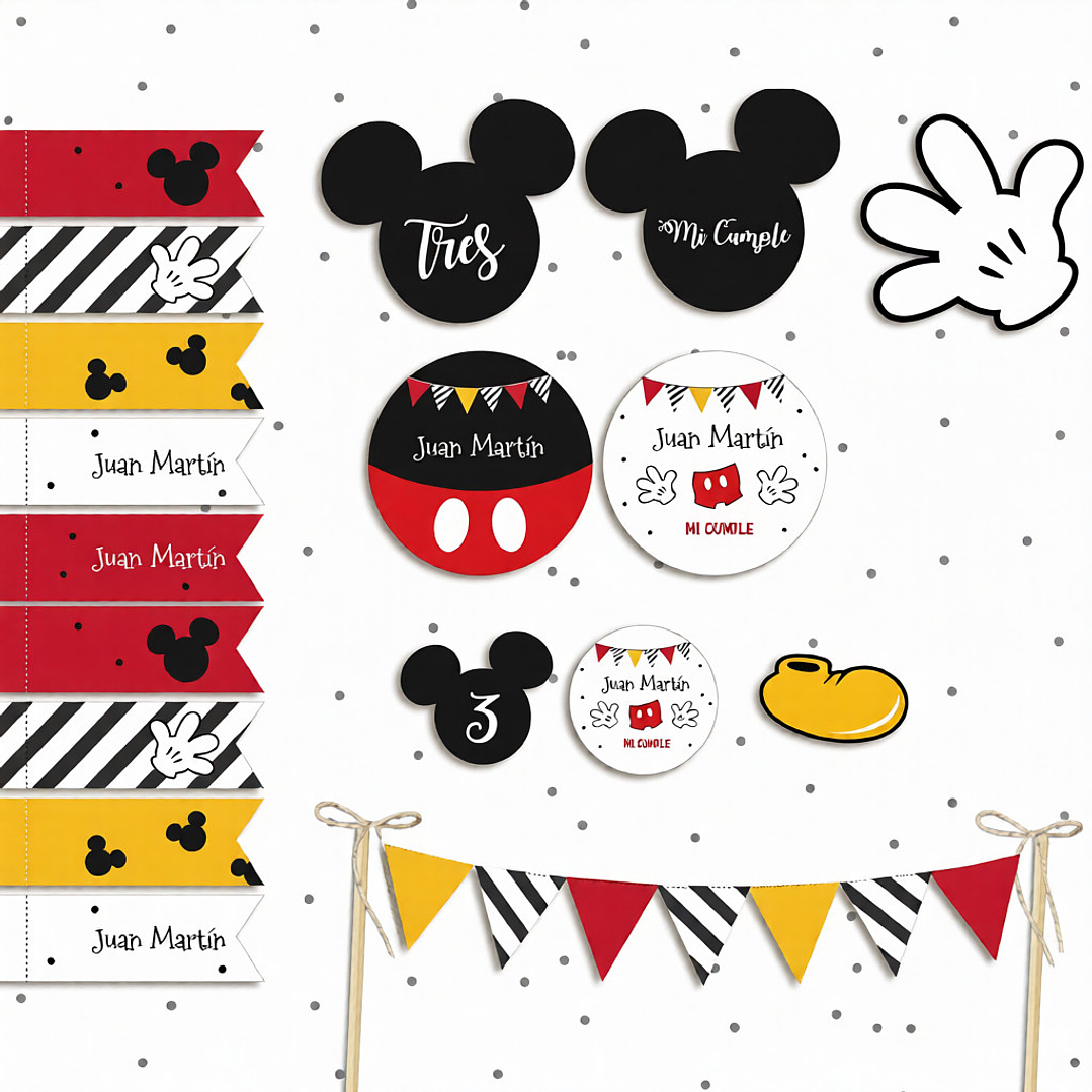 Kit Imprimible Mickey,  Mickey Mouse Cumpleaños Editable Pdf 4